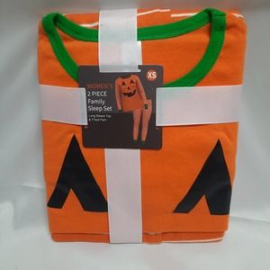 Womens Halloween Pumpkin 2-piece Sleep set XS
